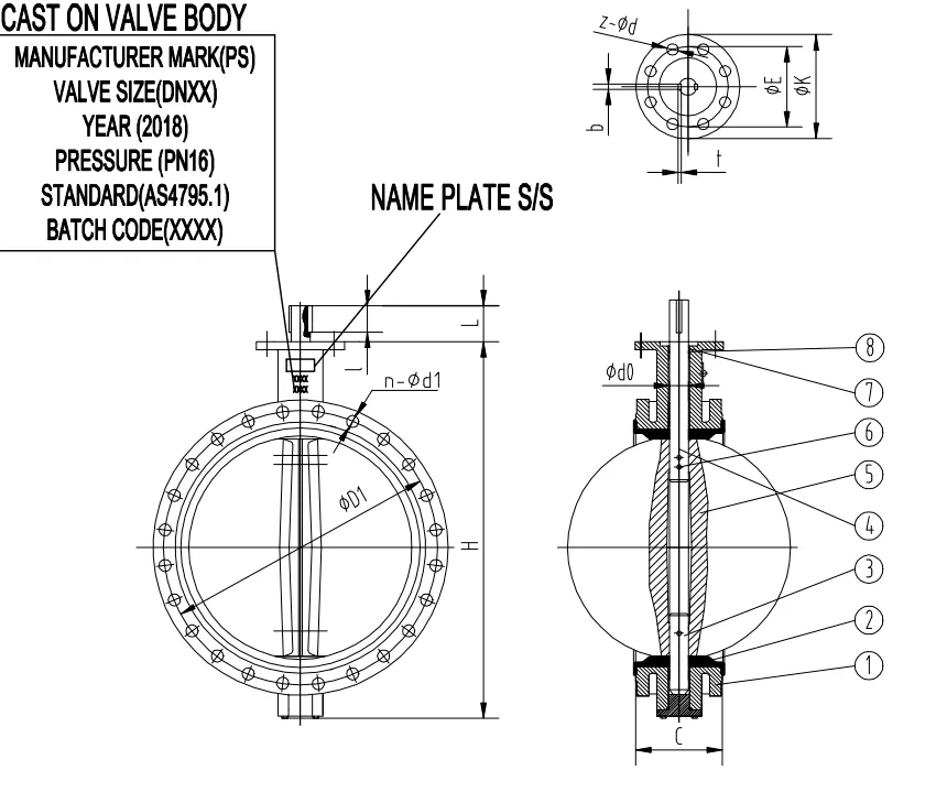 Double Flanged Ductile Iron Butterfly Valve